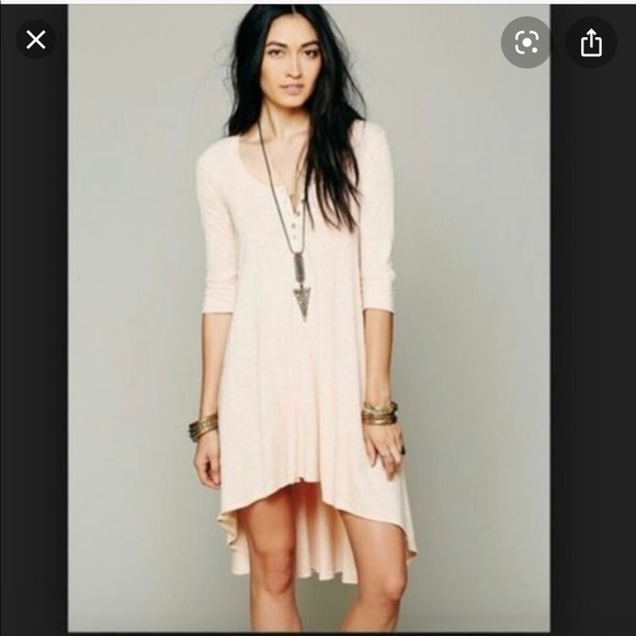 Free People Tops - Free People Peach High Low Henley Tunic